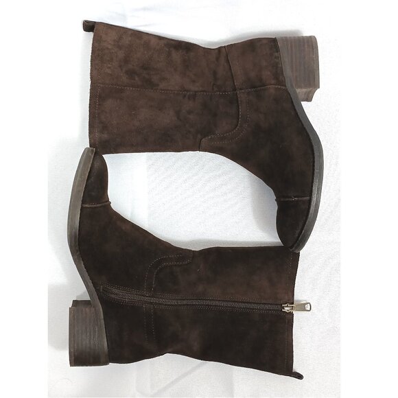 Jessica Simpson Dark Chocolate Brown Mid Calf Suede Leather Boots EUC - Picture 2 of 7